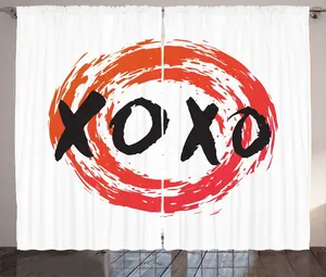 Шторы ABAKUHAUS XOXO в деревенском стиле, шероховатый круг, Универсальные ленточные шторы для гостиной с петлями и крючками, 280 x 225 см, цвет: коралловый, жженый, оранжевый Abakuhaus