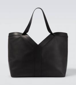 Большая кожаная сумка-тоут Y Saint Laurent, Nero