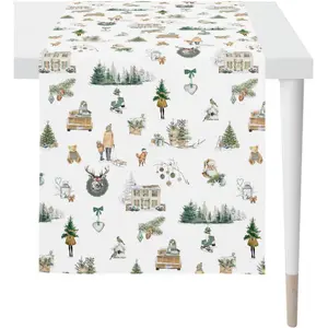 АПЭЛТ скатерть настольная «5821», (1 шт.) Apelt, зеленый/белый