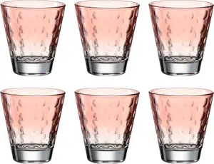 Стаканы для питья Optic, набор из 6 штук, можно мыть в посудомоечной машине, цветные стеклянные стаканы для питья, набор для напитков, красные, 215 мл, 025896 Leonardo