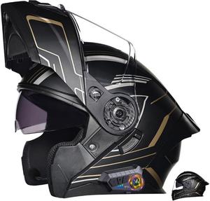 Шлем мотоциклетный ACLFFSHO Bluetooth женский, черный / серый / золотой