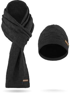 Шапка normani Winterset aus Merinowolle Schal und Mütze Muster Yuma, антрацит