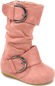 Детские ботинки для девочек из искусственной замши с двумя пряжками, молнией, плоским каблуком и средней высотой голенища Shoe Fash, Dusty Pink