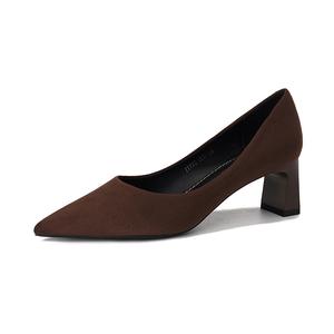 QITUMAUL Женские туфли на высоком каблуке коричневые [высота каблука 5,5 см], цвет Brown[Heel Height 5.5cm]