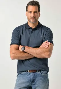 Рубашка-Поло с короткими рукавами и минималистским узором Jp1880, Navy Blue