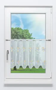 Штора для кафе "Летающий осел" (Ш x В) 144 см * 45 см, желтая/разноцветная Lysel