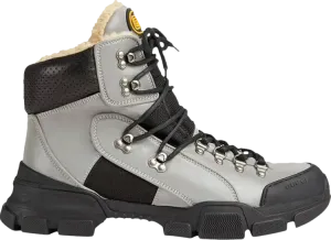 Кроссовки Gucci Flashtrek High Silver Black, серебряный
