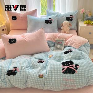 Yalu Комплект постельного белья 1,8 м, 4 предмета: пододеяльник 200x230 см, простыня на резинке, 2 наволочки