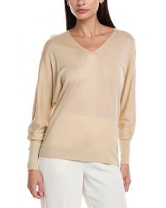 Лафайетт 148 Нью-Йорк V-образный вырез долман шерсть и шелк свитер Lafayette 148 New York, белый