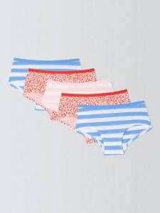 Детские шорты-слипы с леопардовым принтом и полосками John Lewis, Pack of 5, Multi