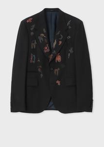Однобортный жакет из драпированной саржи с вышивкой Paul Smith, цвет Black