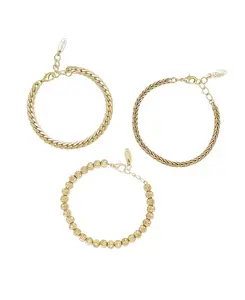 Классический женский комплект из трех браслетов из 18-каратного золота Ettika, gold