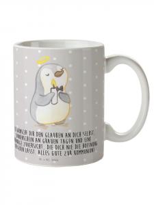 Кофейная кружка с надписью Пингвин в пастельно-сером цвете Mr. & Mrs. Panda
