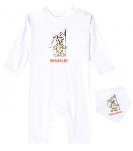 Комплект из хлопкового джерси с логотипом и нагрудника Burberry Kids, белый