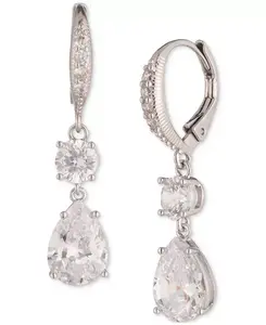 Двойные серьги из смешанного кубического циркония Givenchy, silver