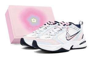 Nike Air Monarch 4 белый navy противоскользящие износостойкие низкие массивные кроссовки unisex синий розовый