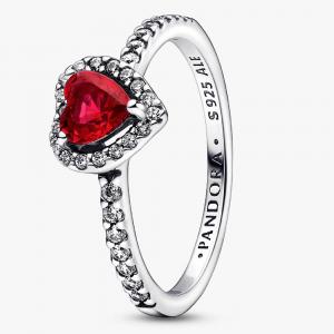Кольцо Pandora Elevated Red Heart, серебро/красный
