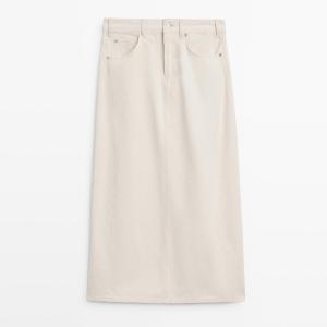 Юбка-миди Massimo Dutti Barrel Fit Denim, кремовый
