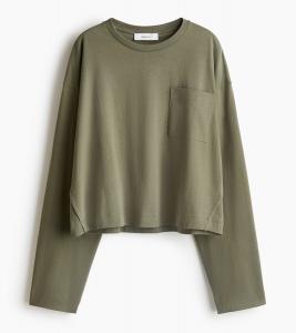 Лонгслив H&M Pocket-detail, хаки