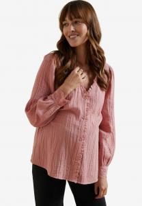 Блуза Vertbaudet FÜR SCHWANGERSCHAFT STILLZEIT MANSCHETTEN MIT LOCHSTICKEREI, Himbeer/Light Pink