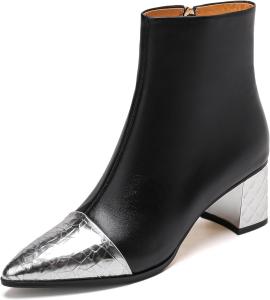 Женские сапоги KAGAA из коровьей кожи с заостренным носком и молнией, большого размера, с блок-каблуком средней высоты 6,5 см, ручной работы, теплые ботильоны для женщин kagaa1035, Silver