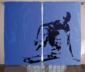 Штора ABAKUHAUS для подростков в деревенском стиле, абстрактный векторный рисунок, универсальные ленточные шторы для гостиной с петлями и крючками, 280 x 225 см, цвет: фиолетовый, синий, черный Abakuhaus