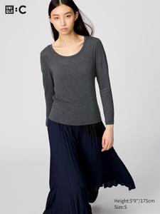 Футболка HEATTECH Extra Warm с овальным вырезом Uniqlo, 07 grey