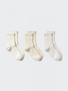 Носки средней длины с фактурной нитью (3 пары) Uniqlo, 01 off white