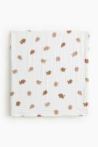 Детское одеяло H&M Home Muslin Hearts, 90X90 см, белый/щенки
