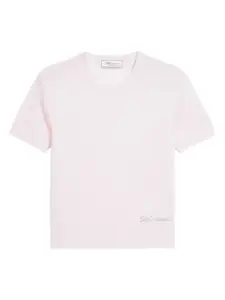 Футболка с вышитым логотипом и круглым вырезом BLUMARINE, розовый
