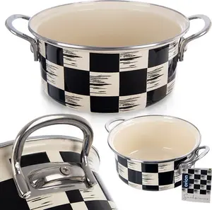 Эмалированная кастрюля , кастрюля для запекания, форма для запекания, эмалированная кастрюля, дизайн шахматная доска, 20 см, 2,2 л Orion