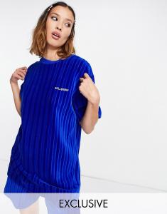 Синяя бархатная футболка свободного кроя COLLUSION