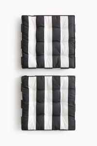 Подушка на стул H&M Outdoor, 2 штуки, 38X38 см, темно-серый/белый