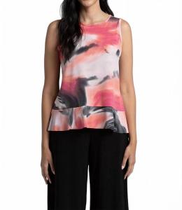 Безрукавый топ с баской в мраморном принте Sympli, Marble