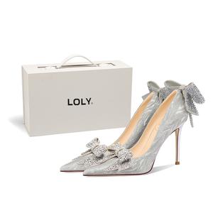 Туфли на высоком каблуке в стиле принцессы с кристаллами для свиданий, лучшей подруги, девушки, женские серебряные LOLY, малиновая принцесса 8 см