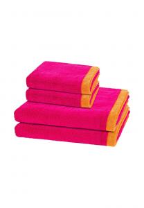 Набор полотенец Cawö Lifestyle Splash, 4 штуки, розовый / мандариновый