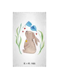 Mr. & Mrs. Panda Белое полотенце с рисунком кролика и цветов, без надписи