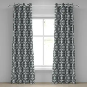 Серо-голубая штора на люверсах ABAKUHAUS с геометрическим узором Яблочко и ромбовидным рисунком в стиле модерн, декоративная двухпанельная штора на окно, 280 см x 175 см, светло-голубой и серый Abakuhaus