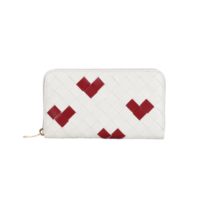 Bottega Veneta Кошелёк из телячьей кожи интреччато женский белый мел и тёмно-красный