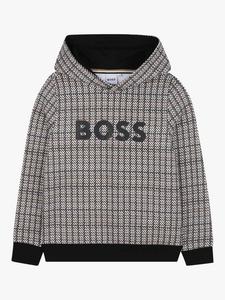 Детский капюшон BOSS с логотипом на груди из хлопковой смеси HUGO BOSS, Black