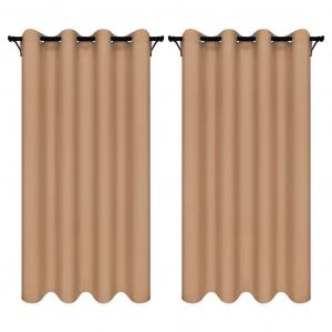 Шторы на люверсах 140х250 см 2 шт бежевые готовые непрозрачные шторы Voppi, бежевый