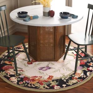 Круглый шерстяной ковер 168 x 168 см ручной работы SAFAVIEH Chelsea Collection Ivory / Black HK94A в стиле французской провинции