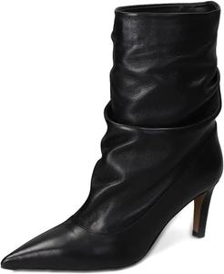 Женские ботильоны с низким каблуком, заостренным носком и свободной посадкой на щиколотке, на каждый день и для праздников, размеры 4-16 US Wansseny, Black