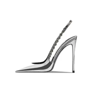 Женские туфли на тонком каблуке, серебристые Siwei, Silver