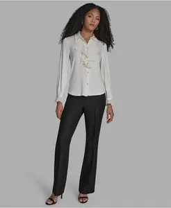 Женская блузка на пуговицах с оборкой спереди BCBG, белый