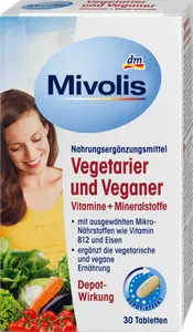 Вегетарианские и веганские витамины + минералы таблетки 30 штук по 46 г. Mivolis