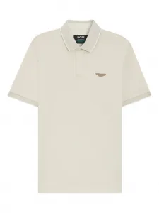 Рубашка поло с нашивкой-логотипом Boss, бежевый