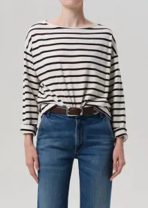 Топ с длинными рукавами и вырезом-лодочкой в ​​шоколадную полоску Citizens Of Humanity