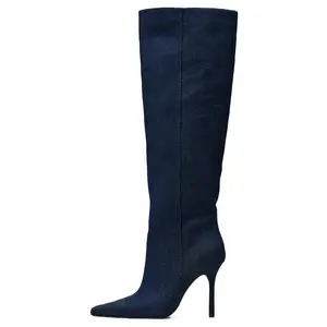 ZARA Ботинки до колена 10 см Women's Blue