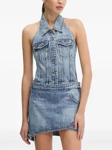 Мини-платье на бретелях вокруг шеи с пуговицами Miss Sixty, синий